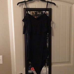 Black off the shoulder bodysuit